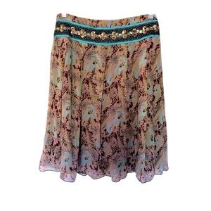 Free People•Silk Sequin Embellished Floral Skirt